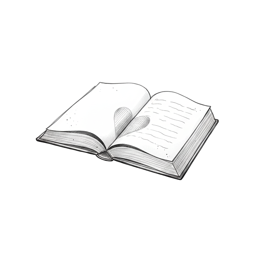 Book with heart pages